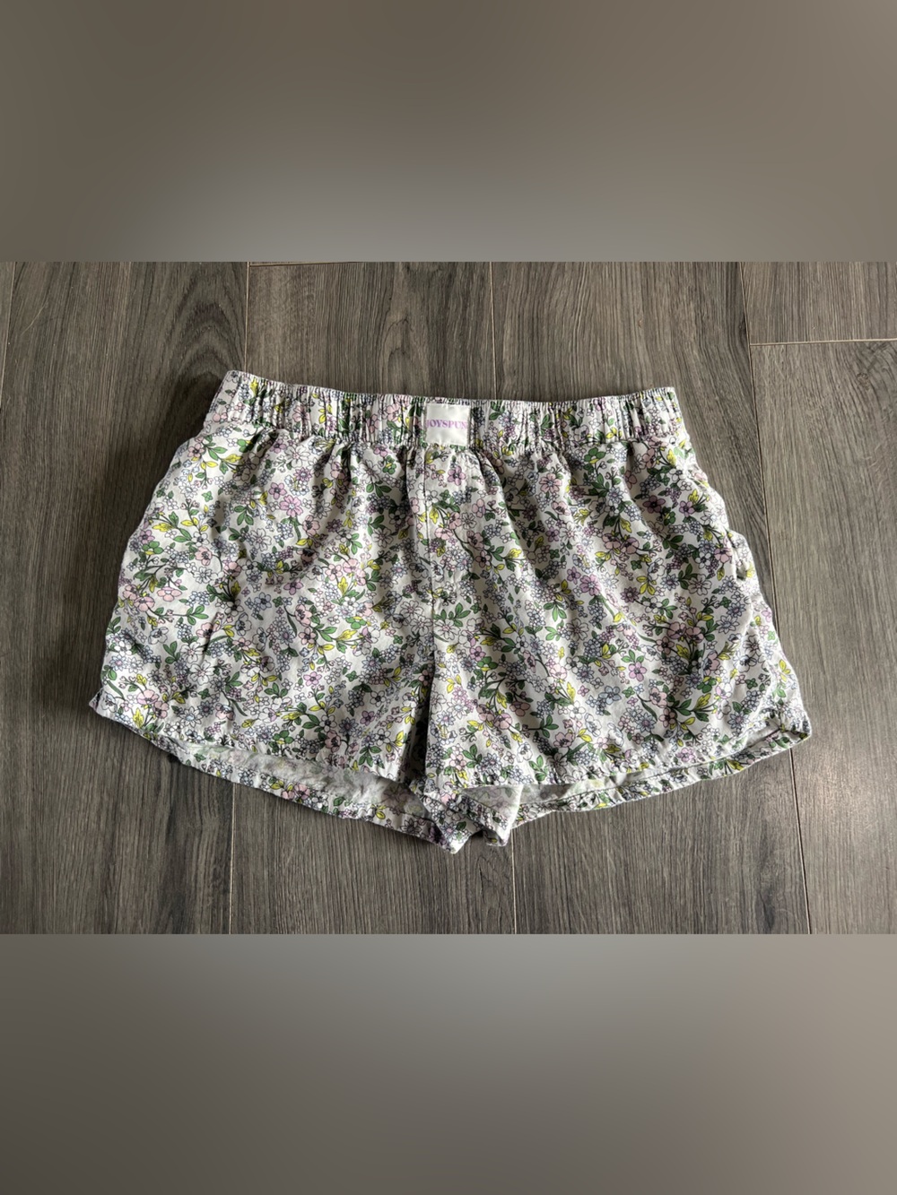 Women’s Floral Shorts - White with Pink & Green